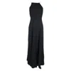 Reformation Halter Neck Backless Maxi Dress In Black Viscose In Black