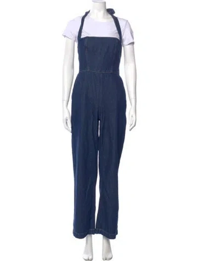 Pre-owned Reformation Halterneck Jumpsuit In Blue