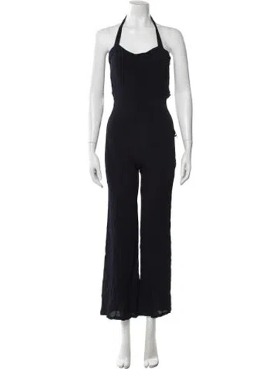 Pre-owned Reformation Halterneck Jumpsuit In Blue