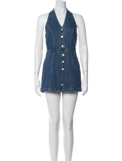 Pre-owned Reformation Halterneck Jumpsuit In Blue