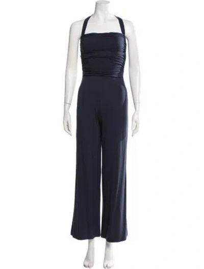 Pre-owned Reformation Halterneck Jumpsuit In Blue