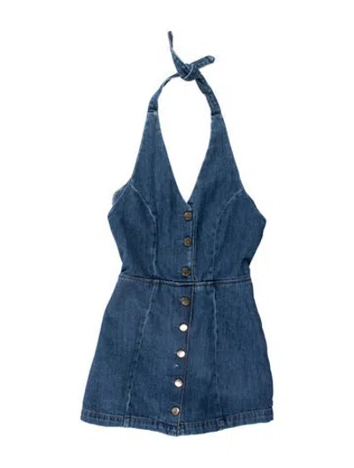 Pre-owned Reformation Halterneck Jumpsuit In Blue