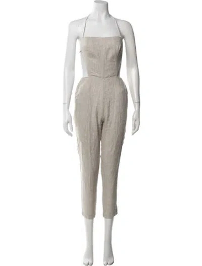 Pre-owned Reformation Halterneck Jumpsuit In Neutral