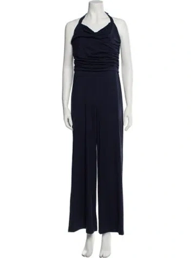 Pre-owned Reformation Halterneck Jumpsuit W/ Tags In Blue