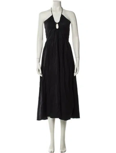 Pre-owned Reformation Halterneck Long Dress In Black