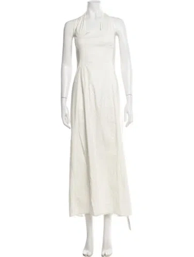 Pre-owned Reformation Halterneck Long Dress In Neutral