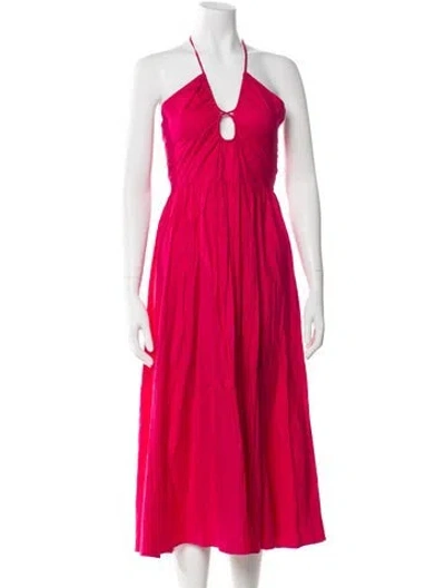 Pre-owned Reformation Halterneck Long Dress In Pink