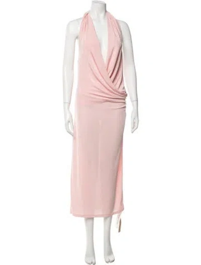 Pre-owned Reformation Halterneck Long Dress W/ Tags In Pink