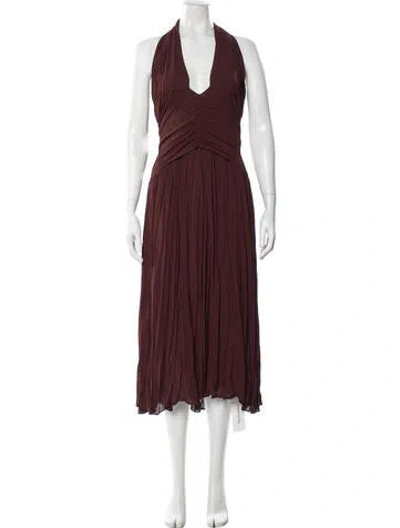 Pre-owned Reformation Halterneck Midi Length Dress In Burgundy