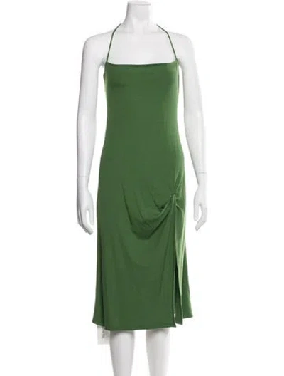 Pre-owned Reformation Halterneck Midi Length Dress In Green