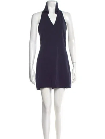 Pre-owned Reformation Halterneck Mini Dress In Blue