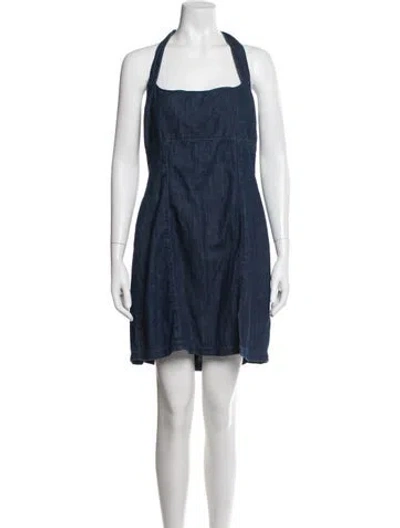 Pre-owned Reformation Halterneck Mini Dress W/ Tags In Blue