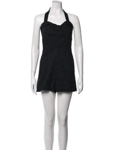 Pre-owned Reformation Halterneck Romper In Black