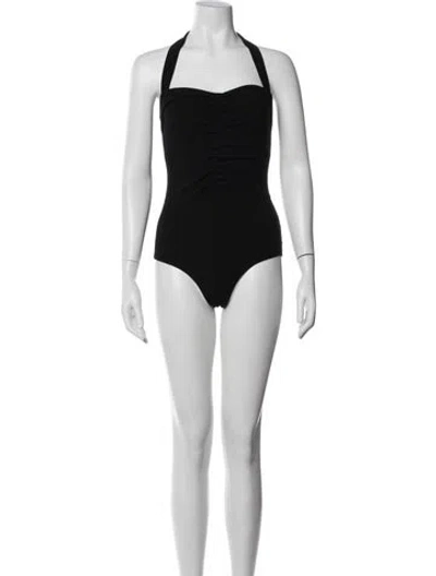 Pre-owned Reformation Halterneck Sleeveless Bodysuit In Black