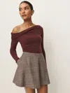 Reformation Elio Off The Shoulder Knit Top In Rae Check