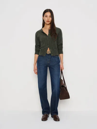 Reformation Hannah Crew Cardigan In Green