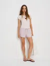 Reformation Hannah Linen Low Rise Short In Pink