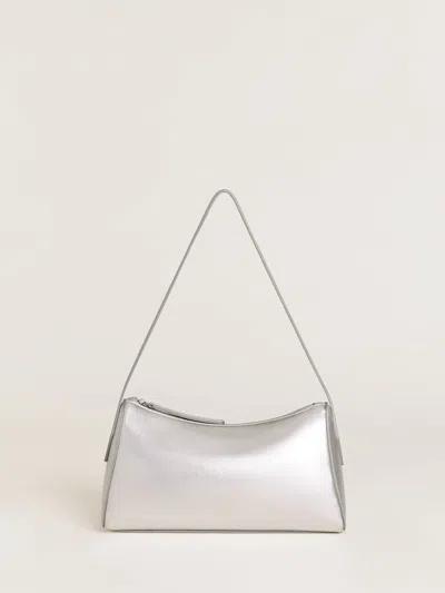 Reformation Hannah Shoulder Bag In Silver Leather