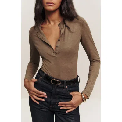 Reformation Harriet Knit Henley Top In Cookie