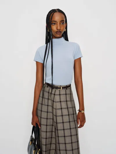 Reformation Harvest Thread Cashmere Mock Neck In Blue