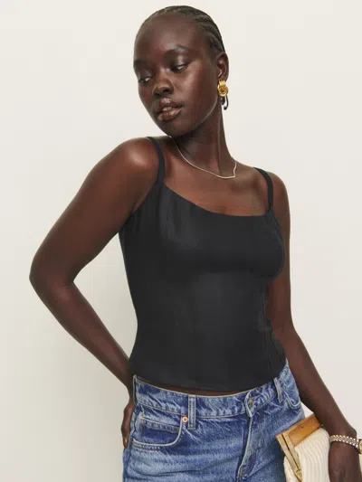 Reformation Hattie Linen Top In Black