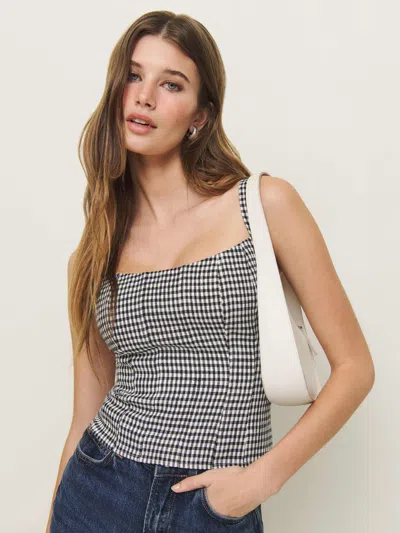 Reformation Hattie Linen Top In Remy Check