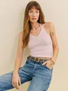 Reformation Delia Ribbed Halter Top In Rose