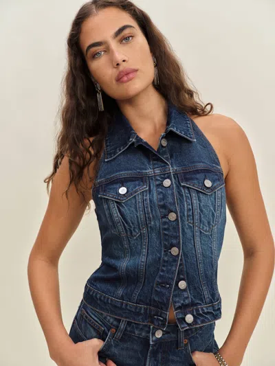 Reformation Haut En Denim Stretch Luisa