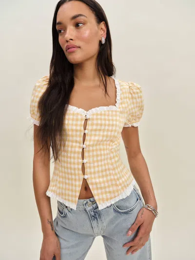 Reformation Haut En Lin Rosemary In Yellow