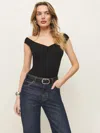 Reformation Haven Cap Sleeve Knit Top In Black