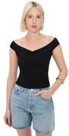 Reformation Haven Cap Sleeve Knit Top In Black