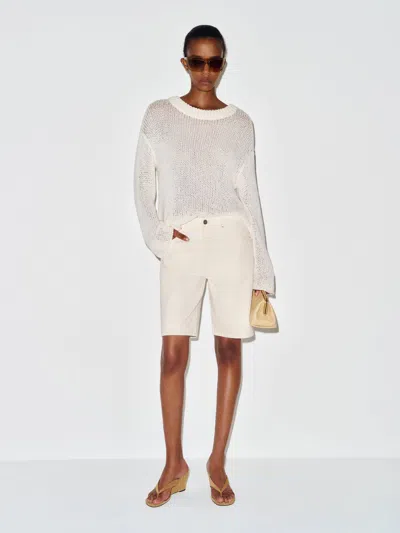Reformation Hayden Mid Rise 8 In Jean Shorts Ivory Denim 32 In White