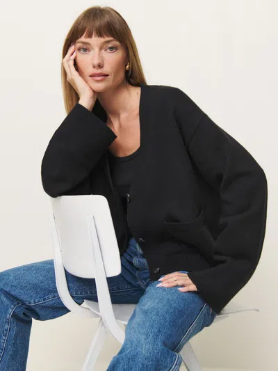 Reformation Hayes Cashmere Blend Cardigan In Black