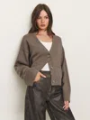 Reformation Hayes Cashmere Blend Cardigan In Shitake