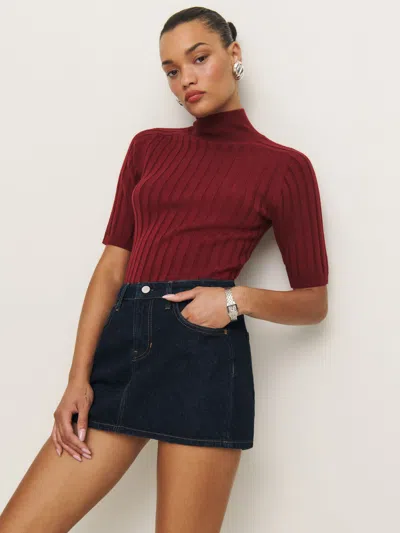 Reformation Hazel Denim Mini Skirt In Ondine