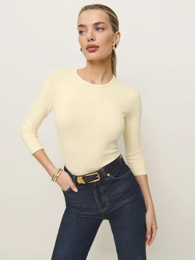 Reformation Hazel Knit Top In Custard