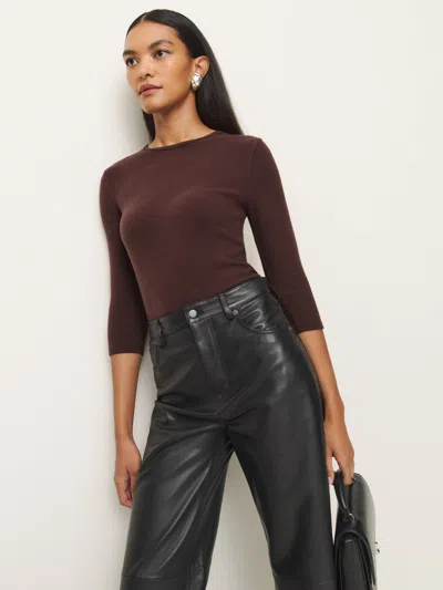 Reformation Hazel Knit Top In Mahogany