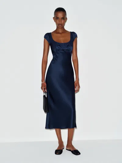Reformation Heaven Silk Dress Blue 0