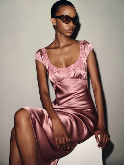 Reformation Heaven Silk Dress Pink 0