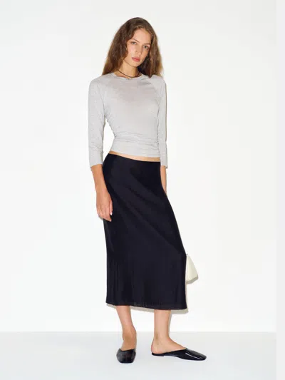 Reformation Helen Low Waist Midi Skirt Pitch Black 0