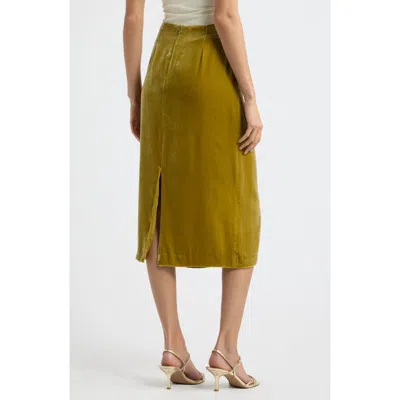 Reformation Helen Velvet Silk Blend Midi Skirt In Green