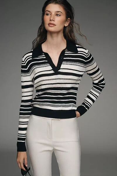Reformation Hermia Merino Wool Polo Pullover In Multi
