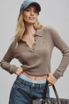 Reformation Hermia Polo Top In Beige