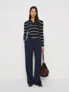 Reformation Hermia Stripe Merino Wool Polo Sweater In Blue