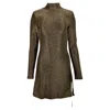 Reformation Hermia Split-hem Mini Dress In Gold Nylon In Gold