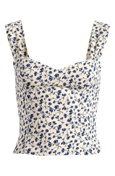Reformation Hester Floral Crepe Top In Mykonos