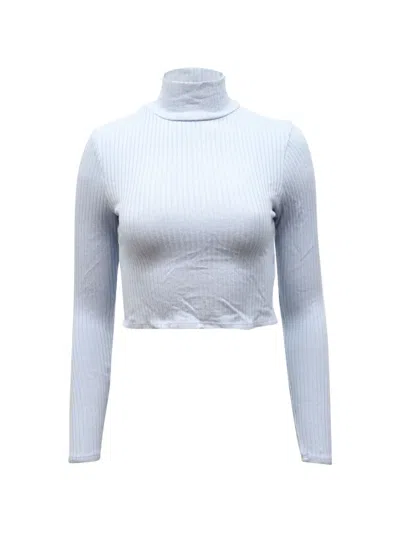 Pre-owned Reformation High-neck Ribbed Top In Blue