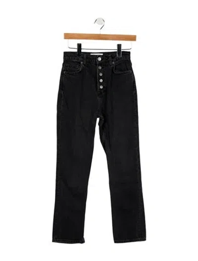 Pre-owned Reformation High-rise Straight Leg Jeans In Black