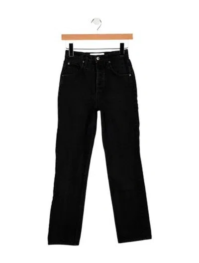 Pre-owned Reformation High-rise Straight Leg Jeans In Black