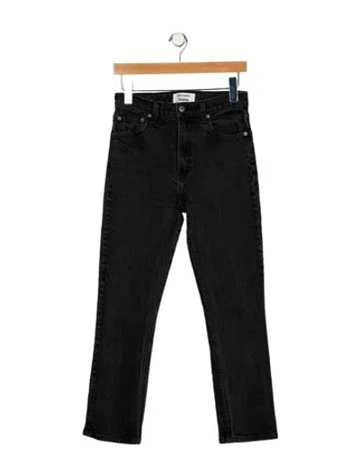 Pre-owned Reformation High-rise Straight Leg Jeans In Black